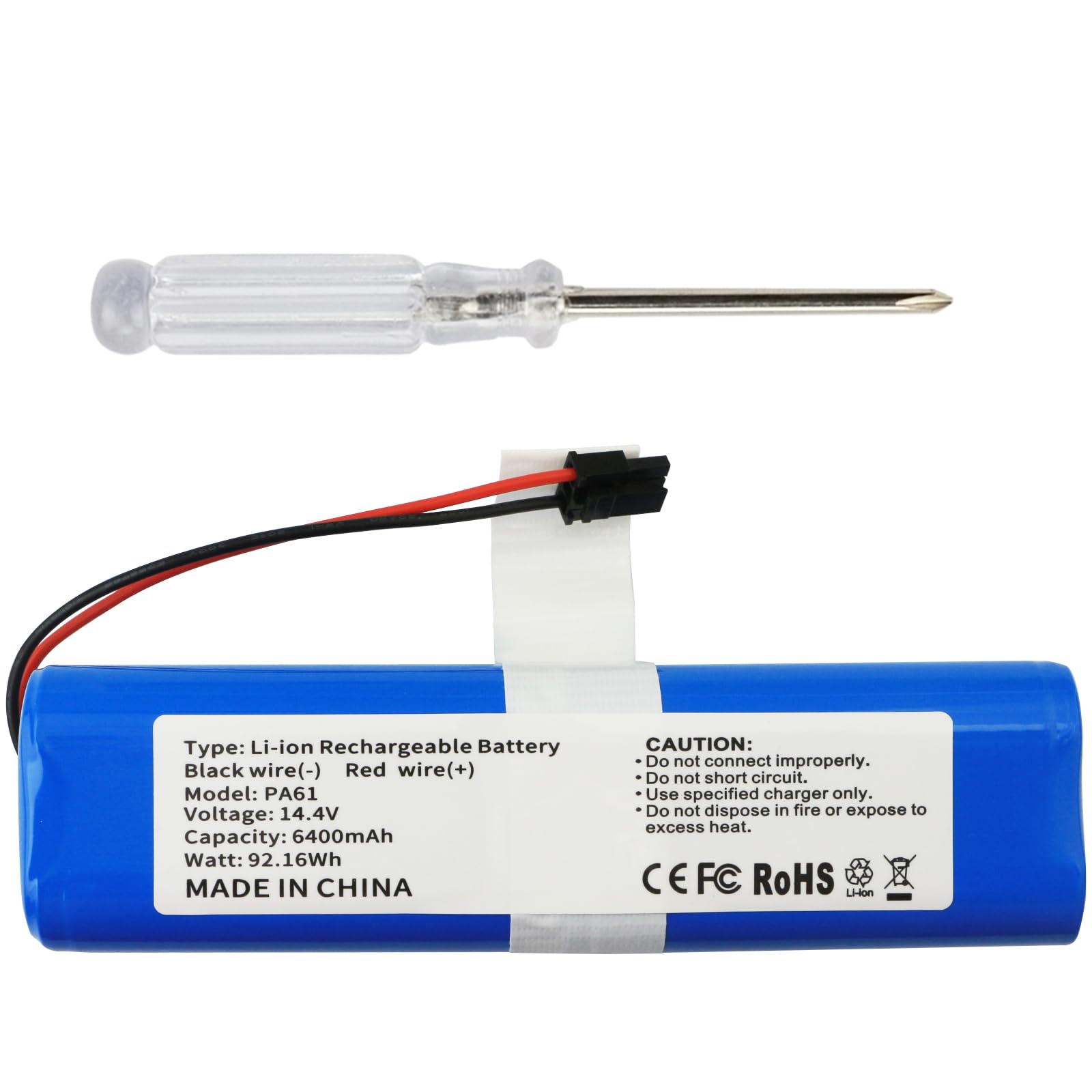 New Battery Replacement for Eufy RoboVac X8, X8 Pro Series RoboVac X8 T226X,RoboVac X8 Hybrid White,RoboVac X8 Pro SES Self-Empty Station Robot Vacuum Cleaner Part Number: PA61 14.4V 6400mAh 92.16Wh