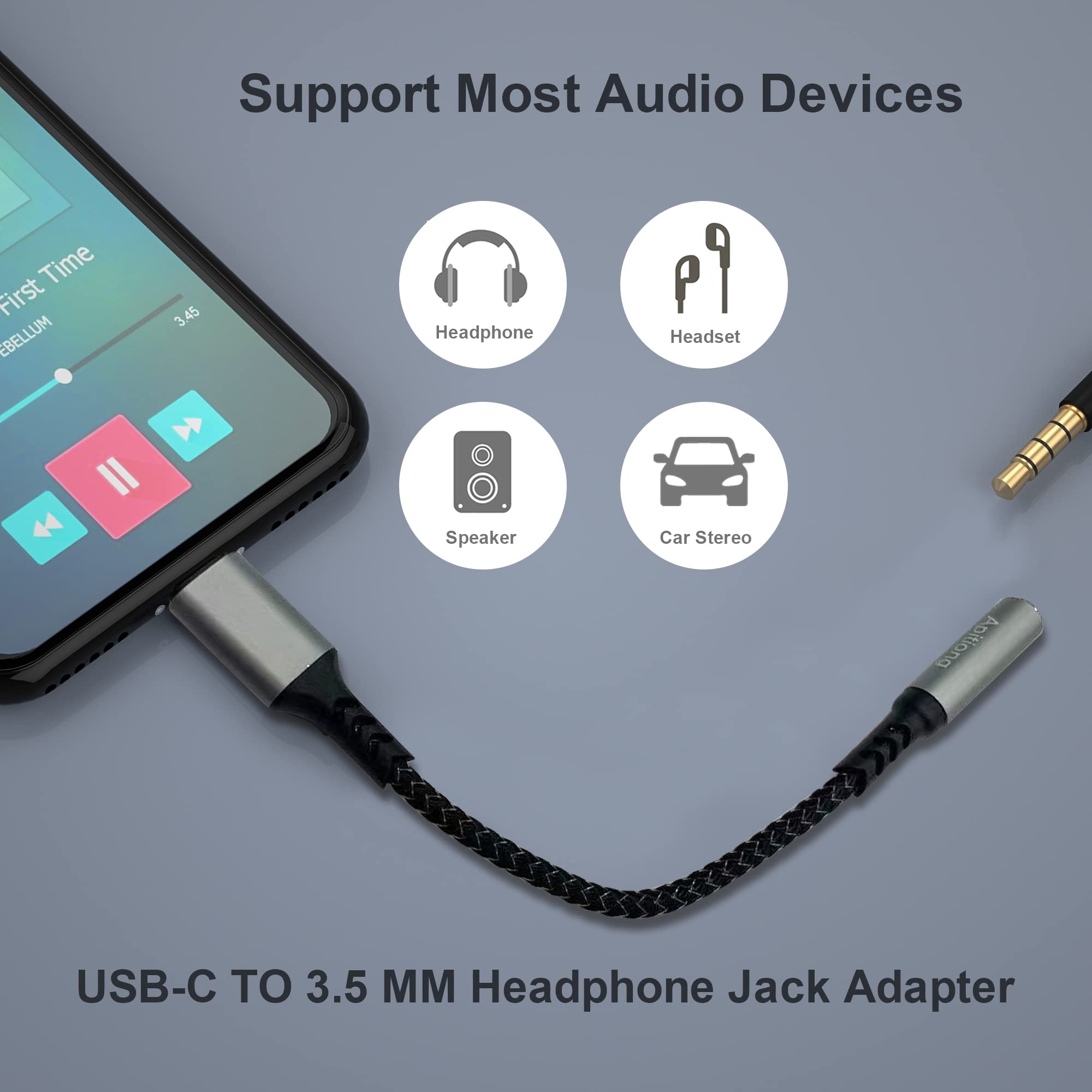 Cavo Adattatore Da USB-C A AUX 3.5mm &ndash; Bianco, Per Auricolari Android (Nuovo)