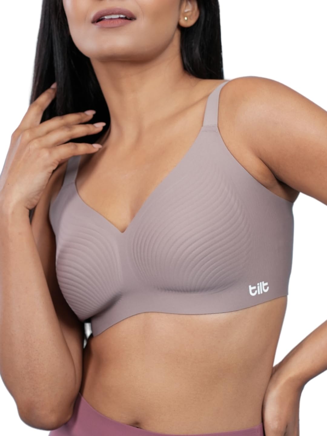 tilt Women's Seamless Everyday Wave Bra|Advanced Wave Tech for Smooth No Show Nipple Coverage|Wirefree&Non-Padded|Full Coverage,Adjustable Straps,Broad Back Support V-Neck-picture-42