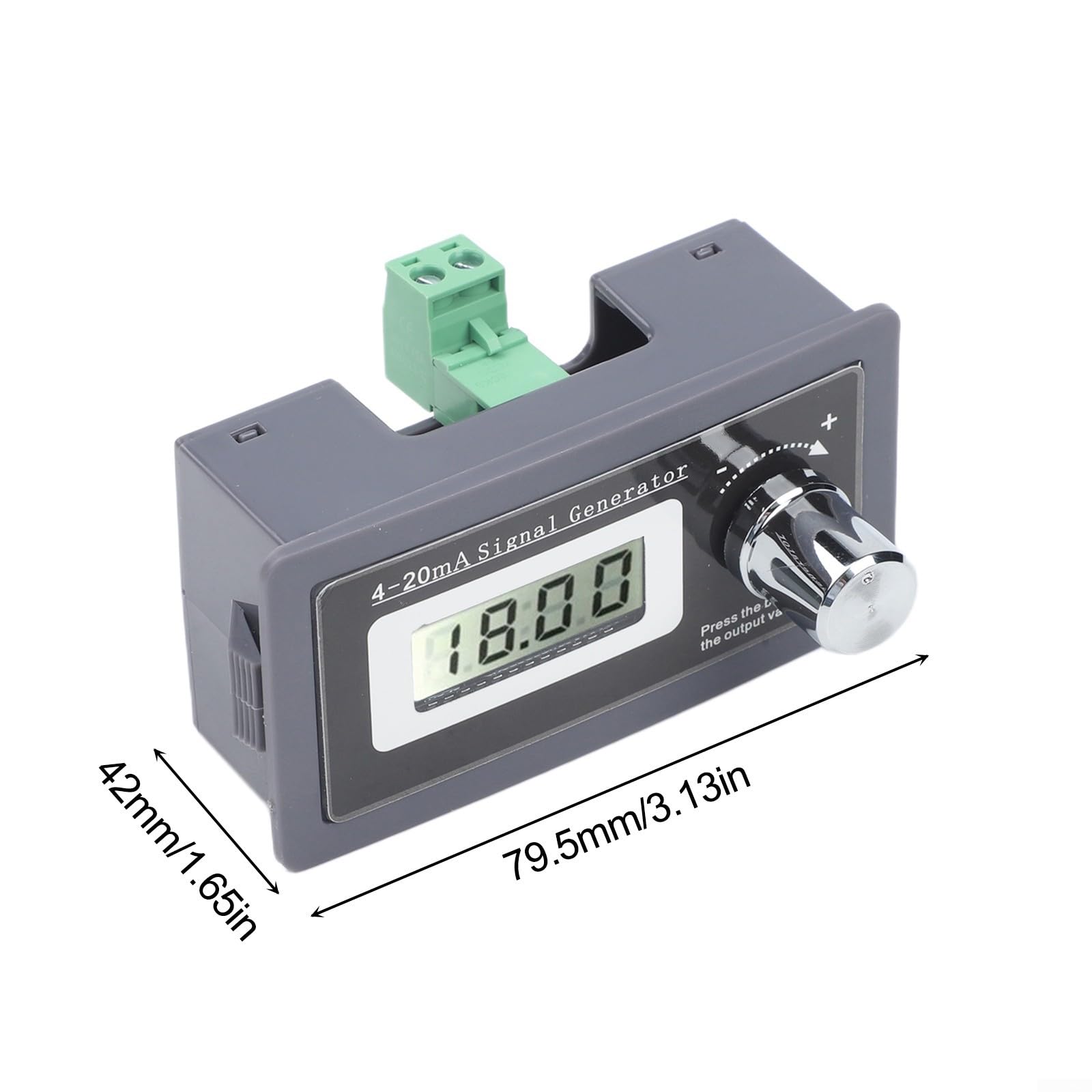 Generatore di segnale ad anello di corrente 4-20mA | Simulatore passivo a due fili 3,1x1,65 pollici con risoluzione 0,01 | Regolazione grossolana/fine per sistemi a 2/3/4 fili | Grigio
