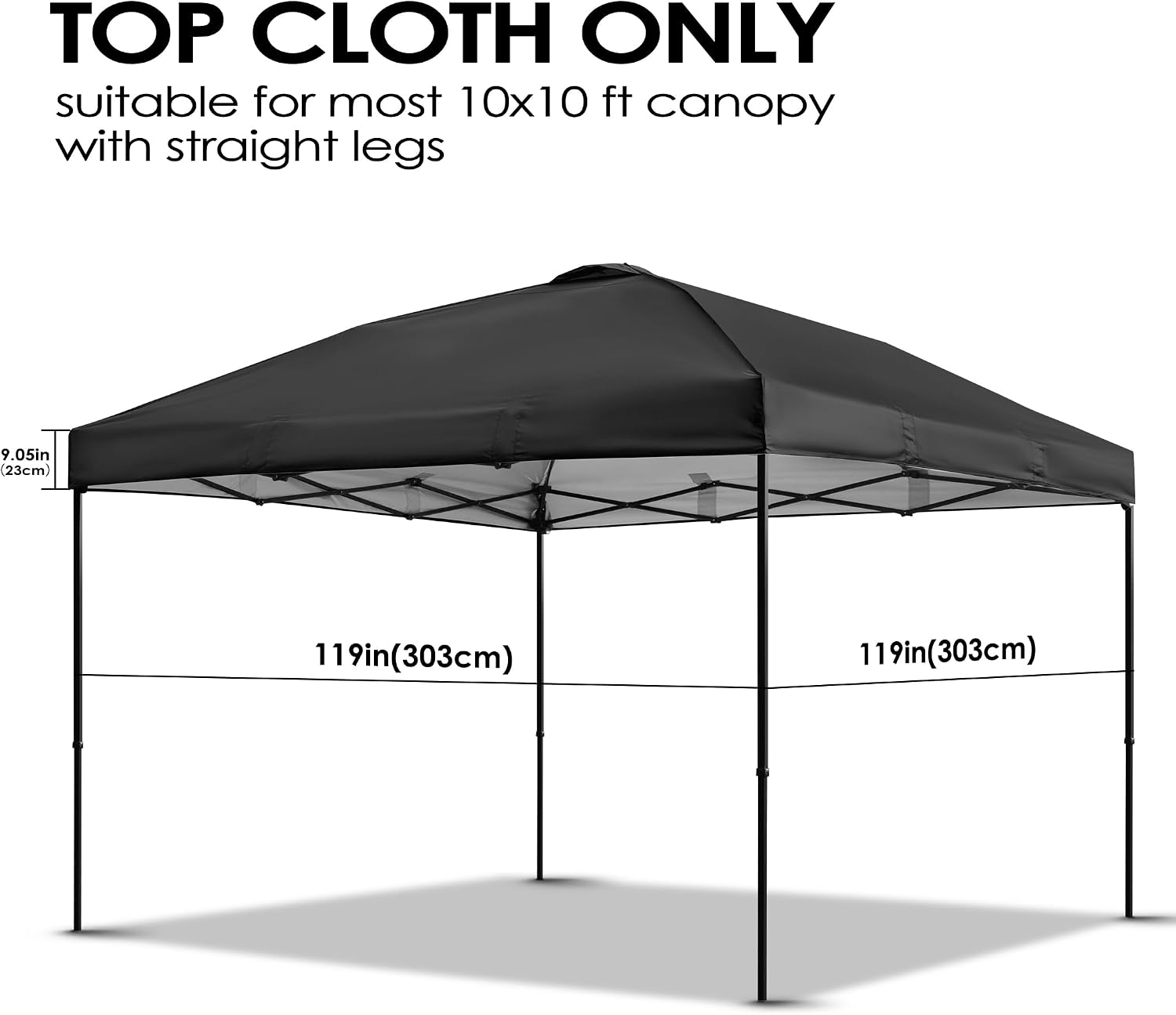 Canopy Replacement Top Cover for 10x10ft Pop Up Canopy Tent with Air Vent, Waterproof UV Protection - for Outdoor, Patio, Event, Garden (Black)