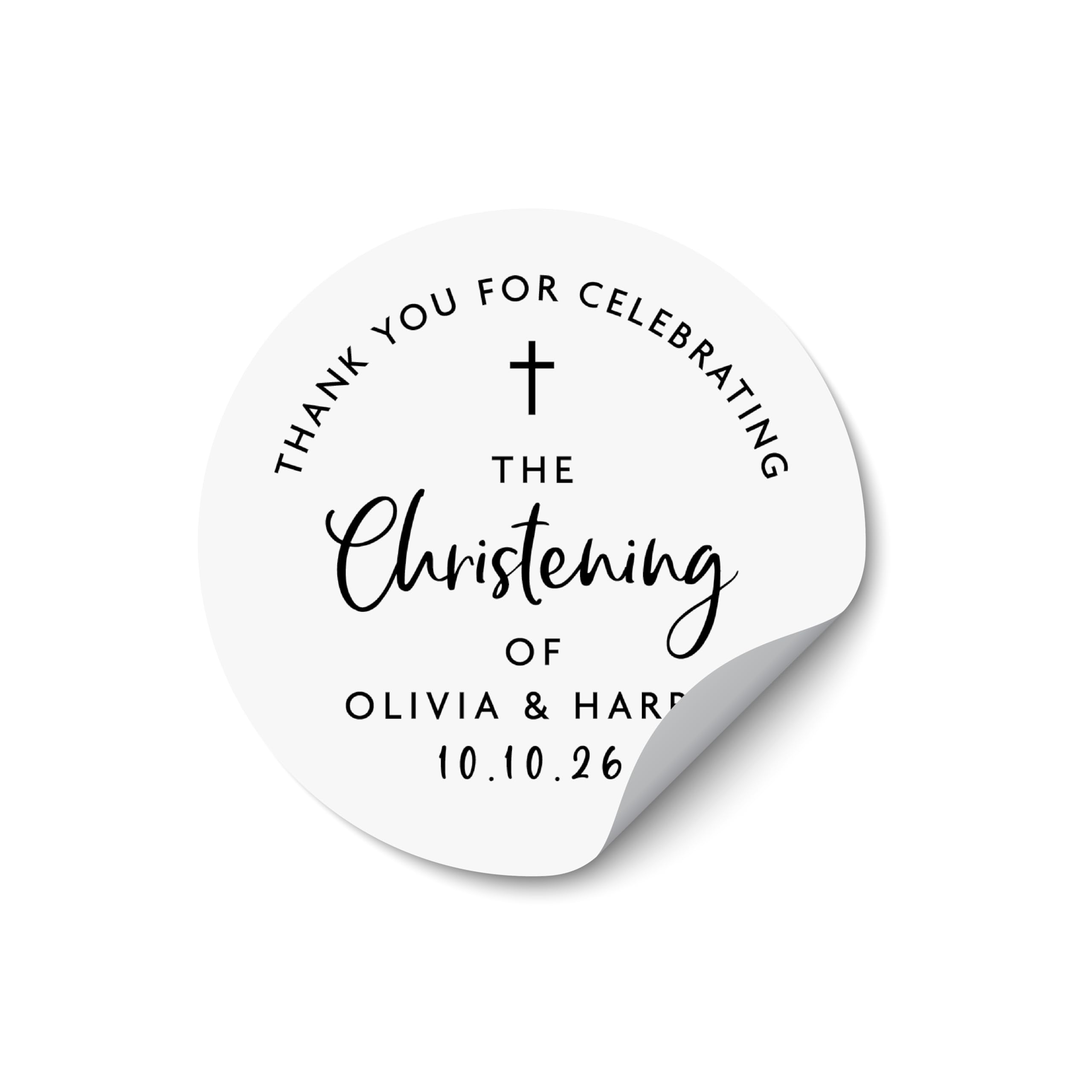 Baby Baptism Favour Stickers, Christening Candy Labels, Baptism Thank You Stickers, Custom Round Baby Labels - BAPT18