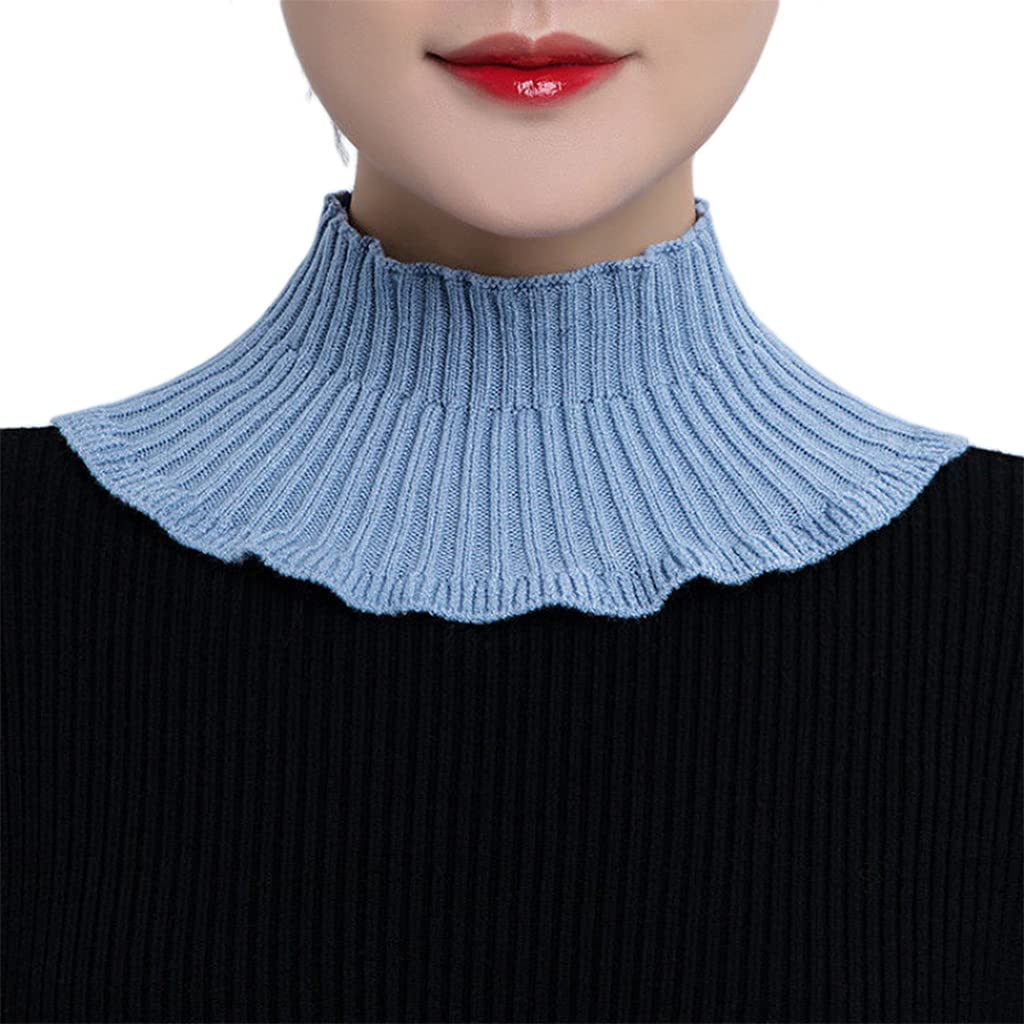 QishGO Women Girls Sweater Collar Detachable Knitted Wool Mock Turtleneck Fake False Collar Half Top Winter Neck Warmer