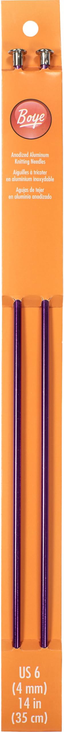 Boye3216327006M Aluminum Straight Knitting Needles Set, US Size 6, 10" L, 2pcs