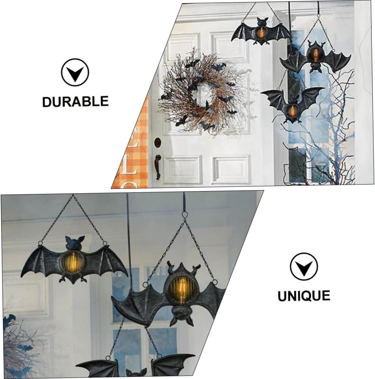 IMIKEYA 3pcs Chic Halloween Bat Lantern Pendant Unique Doorway Decoration Festival Lantern for Front Door Home Decor Easy to Design for Spooky Celebrations