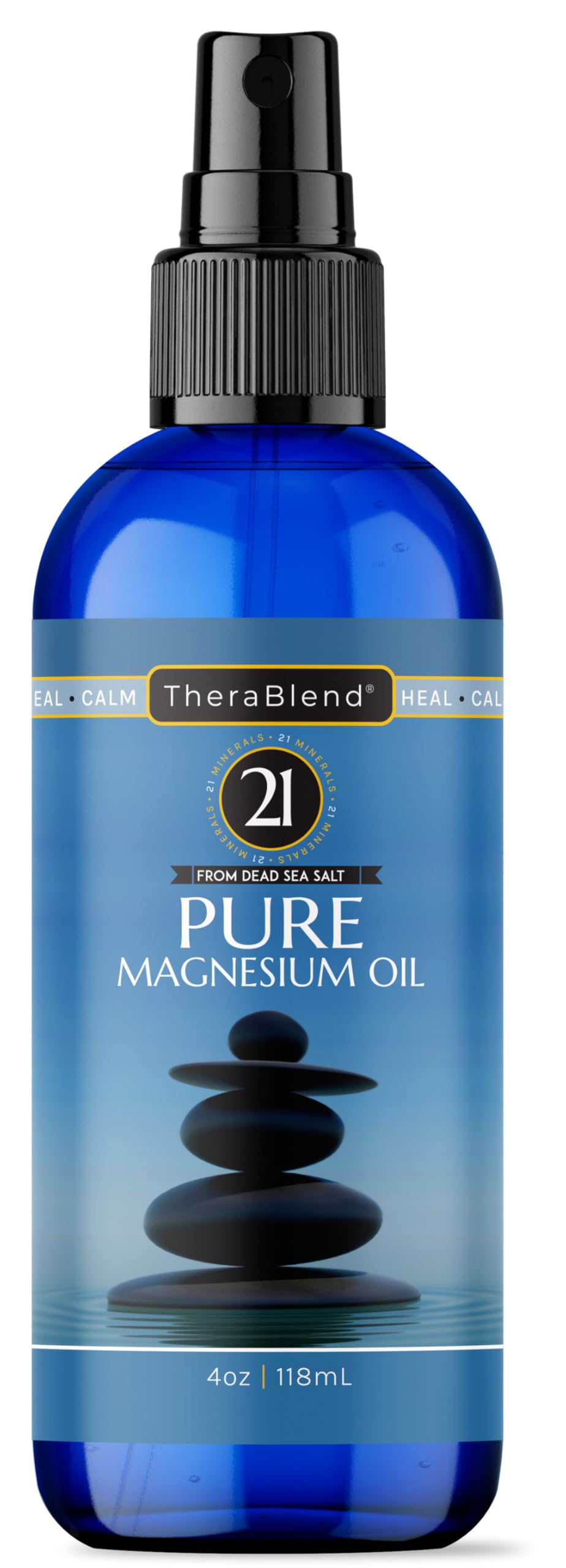 Magnesium Spray 4oz, Pure Magnesium Oil Spray, 21 Essential Minerals, Sodium, Potassium, Calcium, Magnesium Oil for Feet, Easy to Use Topical Magnesium Spray, USP Grade Spray Magnesium 113g