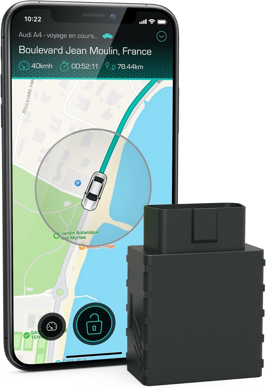 Carlock 4G Traceur GPS & Alarme Voiture. Antivol Voiture. Périphérique et Application. Géolocalisation véhicule en Temps réel en Vous informant immédiatement de Tout comportement Suspect. OBD