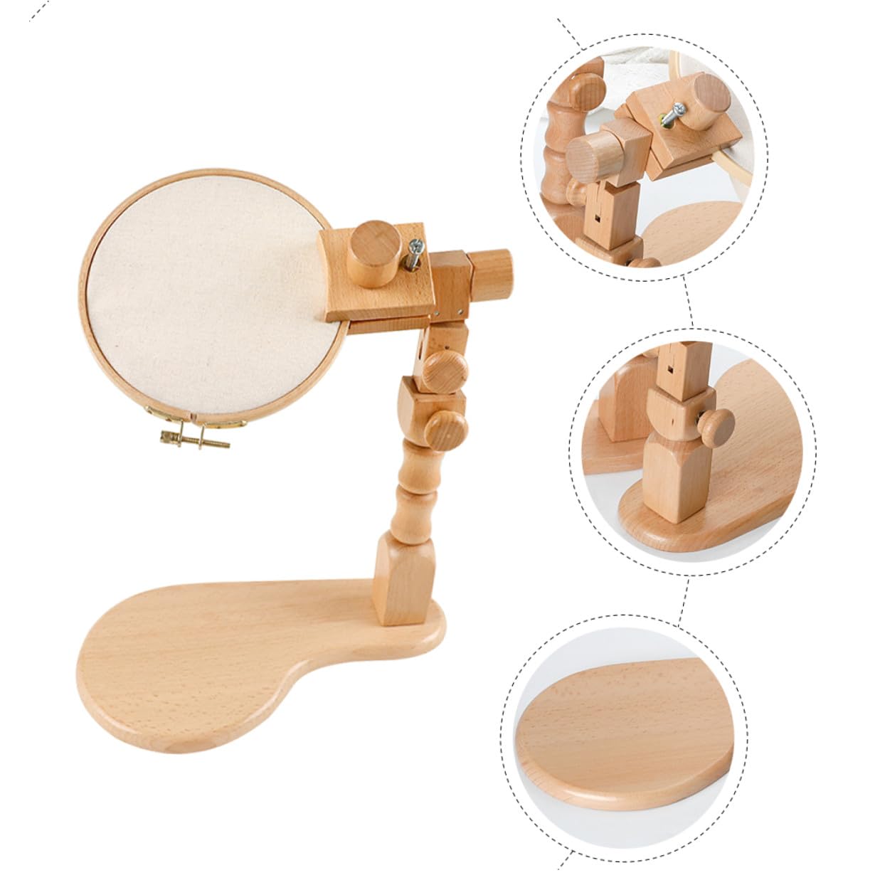 Homoyoyo Soporte de Regazo para Bordado Ajustable de Madera Maciza, Bastidor Pequeño de 20 Cm para Punto de Cruz, Uso Profesional y Manualidades, Kit para Costura en Mesa, Obsequio