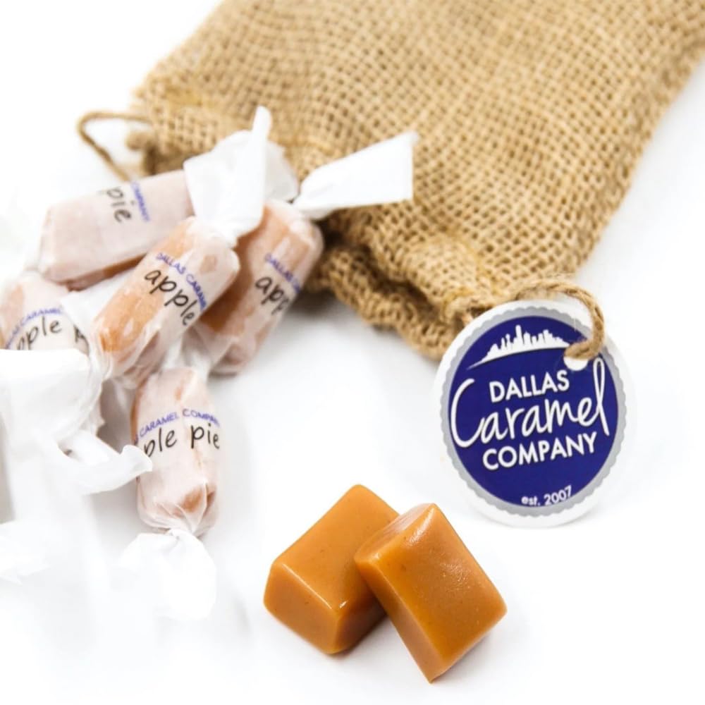 2024 International Gold Medal Award - Best Caramel! Dallas Caramel Company - Apple Pie Caramels – Handcrafted Gourmet Soft Caramel Candy – Creamy texture, Small Batch, Individually Wrapped – 8 oz