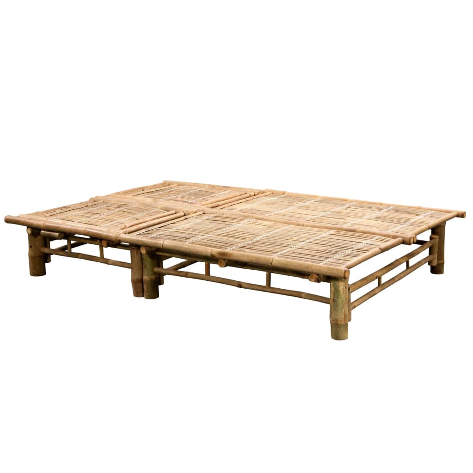Homgoday Chaise Longue pour 2 Personnes avec Coussins Bambou, Bain de Soleil de Jardin Dossier Réglable, Lit de Camping Transat de Relax pour Plage, Extérieur, Balcon, Terrasse D