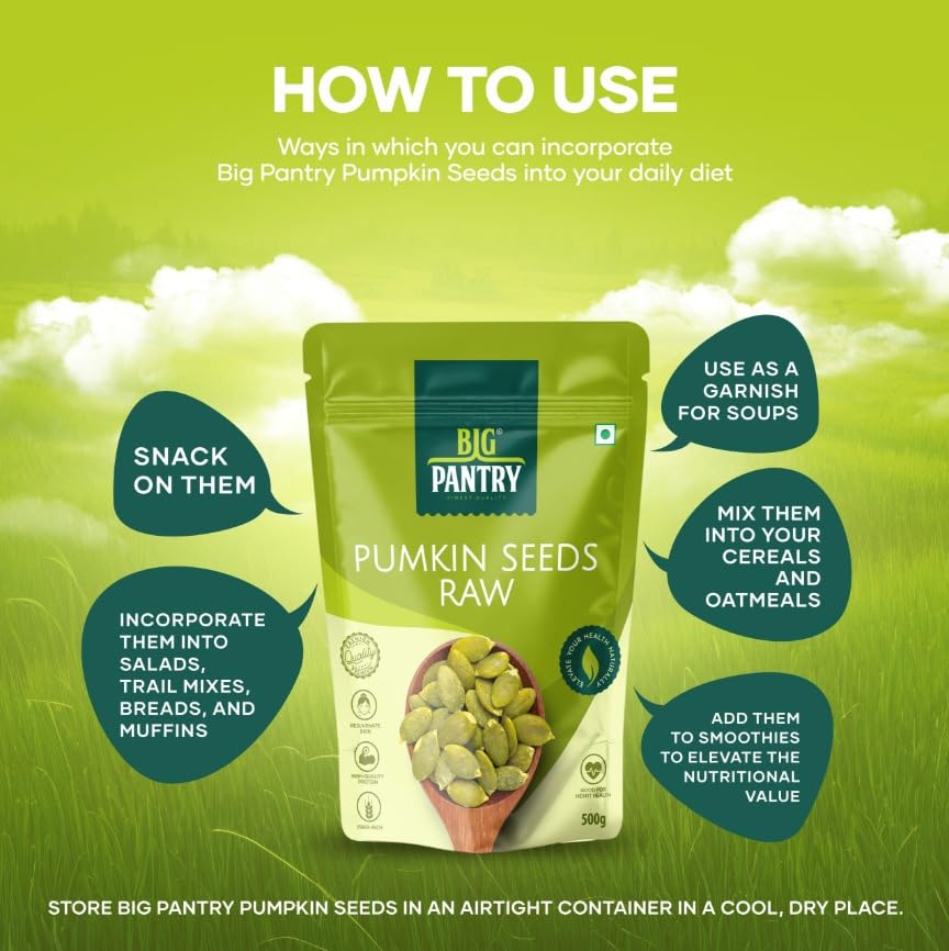 Image of Big Pantry Pumpkin Seeds 200g | Immunity Booster & Fiber Rich Superfood | Raw Pumpkin Seeds for Weight Management | Rich Source of Zinc & Antioxidants | Protein Rich Seeds for Eating