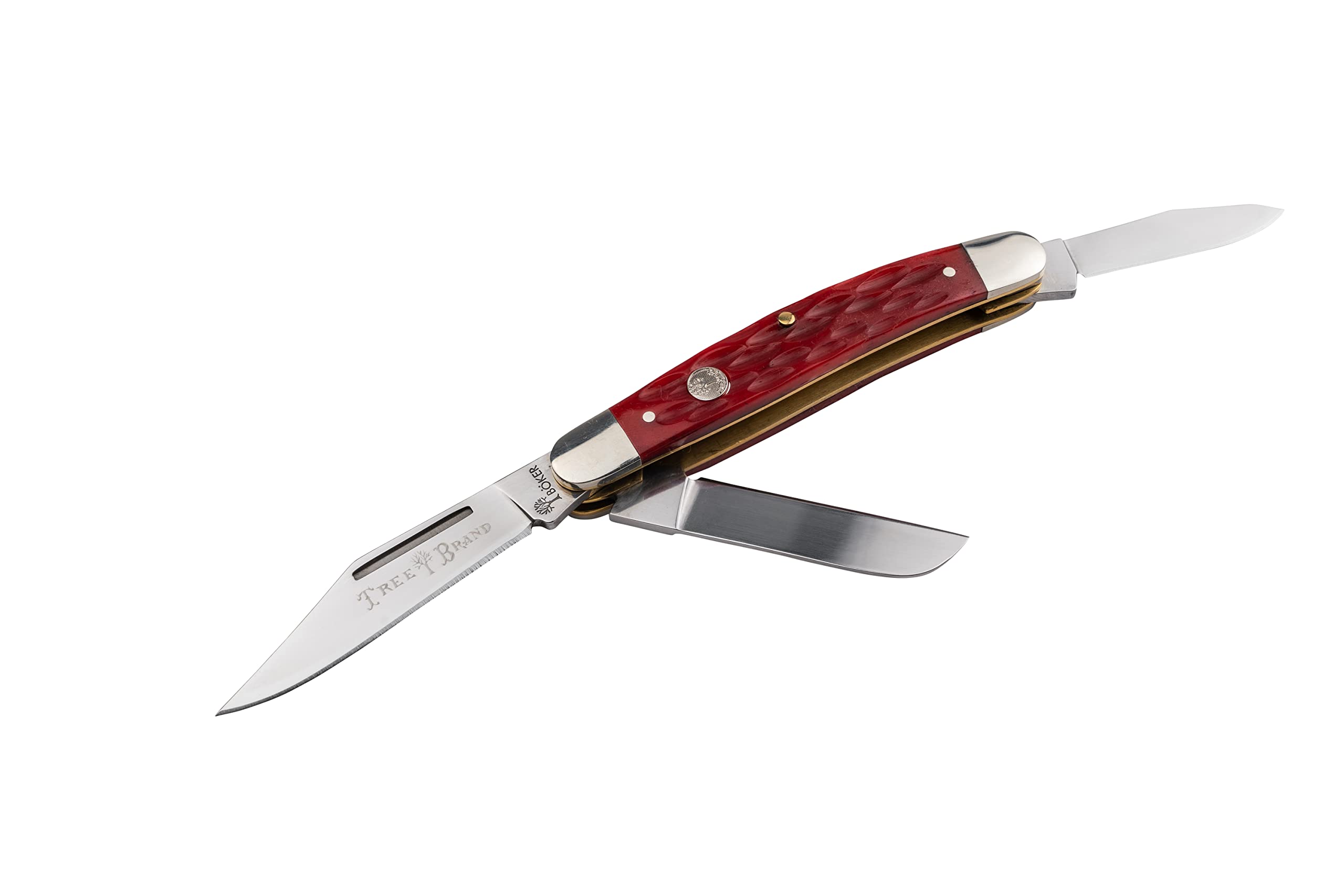 Boker Medium Stockman 3.5 Inch Pocket Knife, Jigged Red Bone, Traditional Series 2.0, Made in Germany