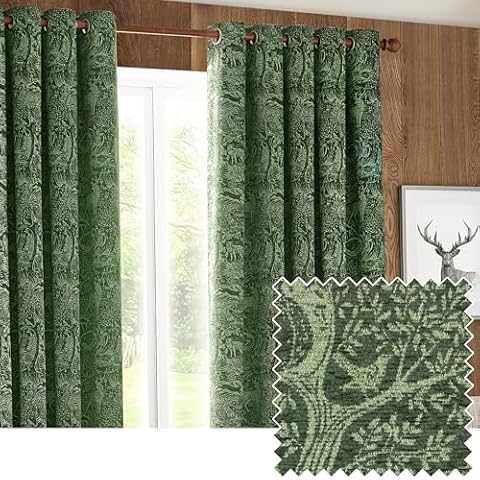 furn. Winter Woods Animal Chenille Curtains Cover