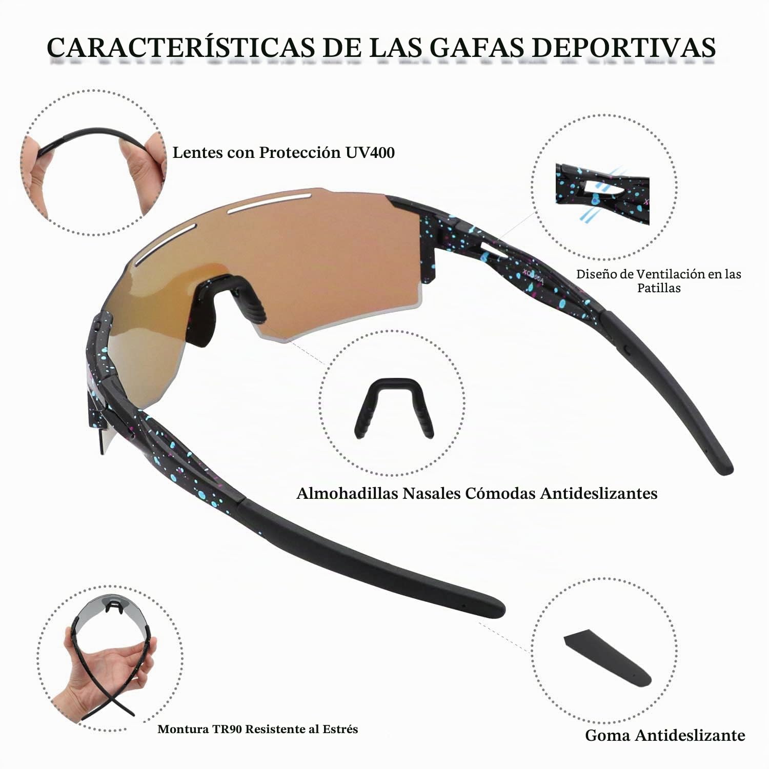 Gafas de sol para hombre y mujer, protección UV 400, gafas de protección para deportes al aire libre, ciclismo, conducción, correr, golf, béisbol