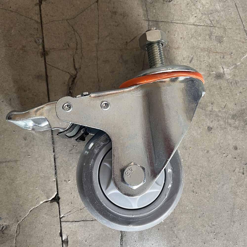 75mm Lenkrollen mit Gewinde M14x30mm, 4pcs Universal Bremsrollen, Schwerlastrollen mit Verriegelung, Ersatz Gummiräder für Möbel, Trolley, Tragkraft 180kg