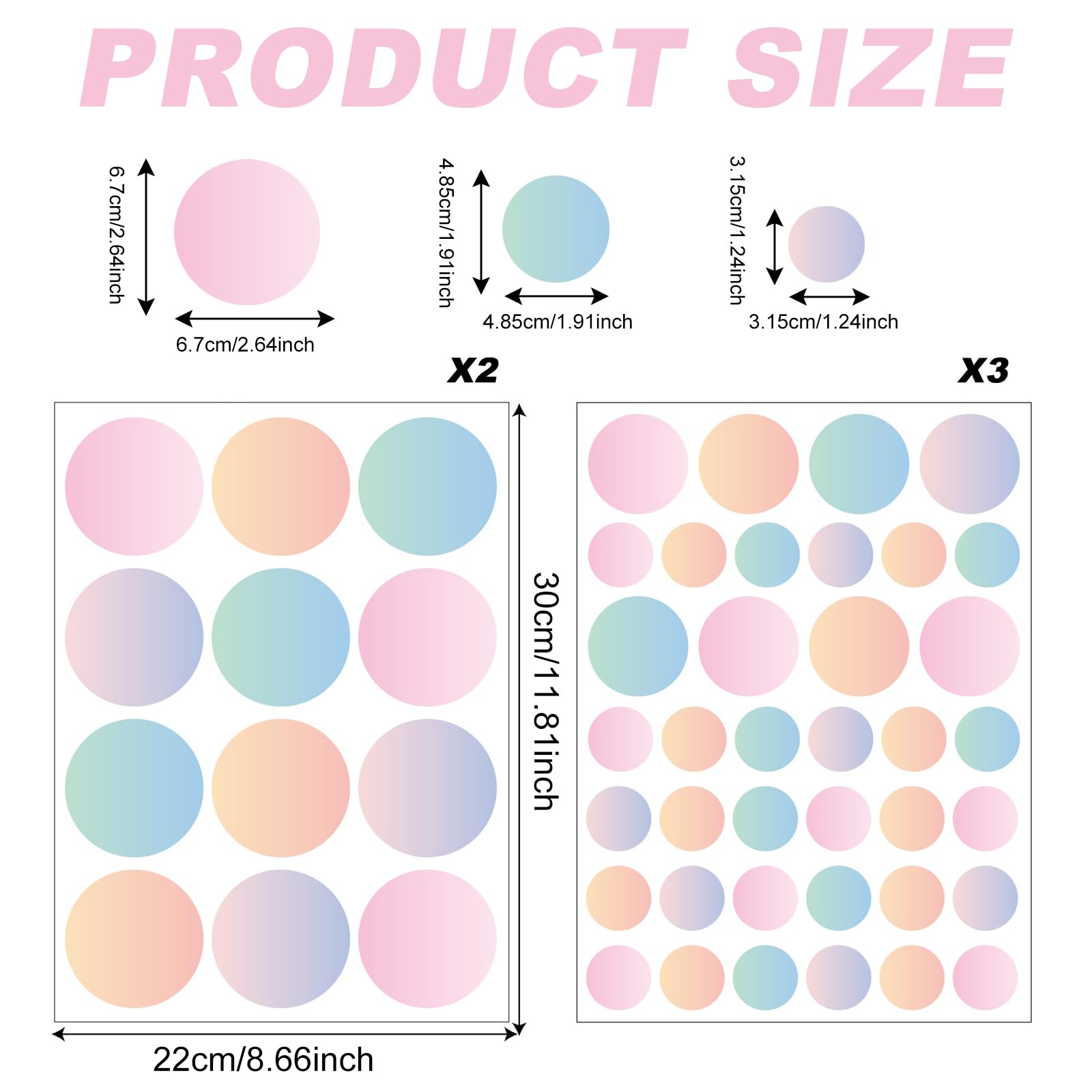 FOSDICK 136pcs Wall Decals Polka Dot, Pink Kids Wall Stickers, Colorful Nursery Wallpaper Peel and Stick, Room Decoration - Image 4