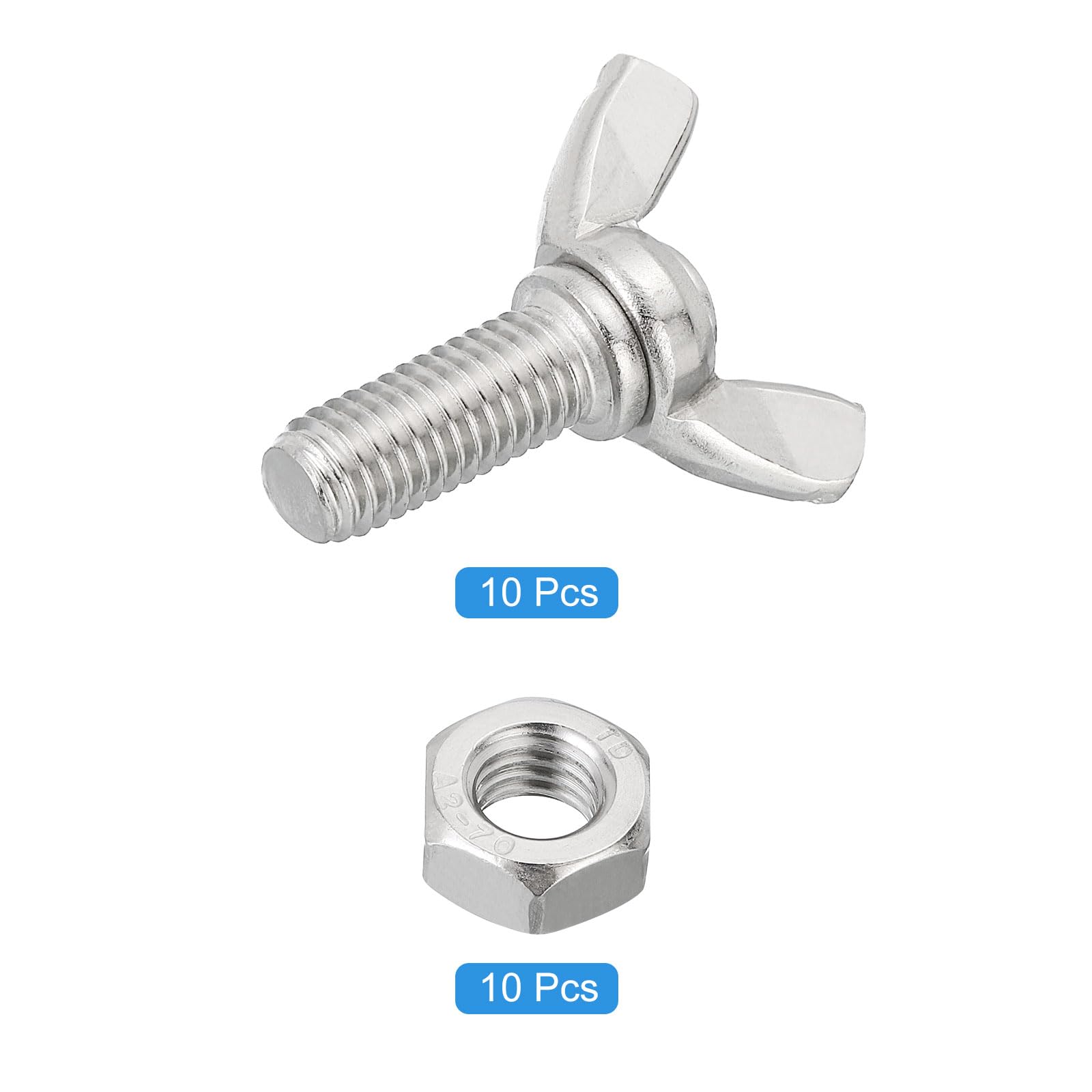 Butterfly Wing Bolt Nut Set M3 M4 M5 M6 M8 M10 Hand Tighting Wing Head Thumb Screws 304 Stainless Steel DIN316 L=6~55mm - 13