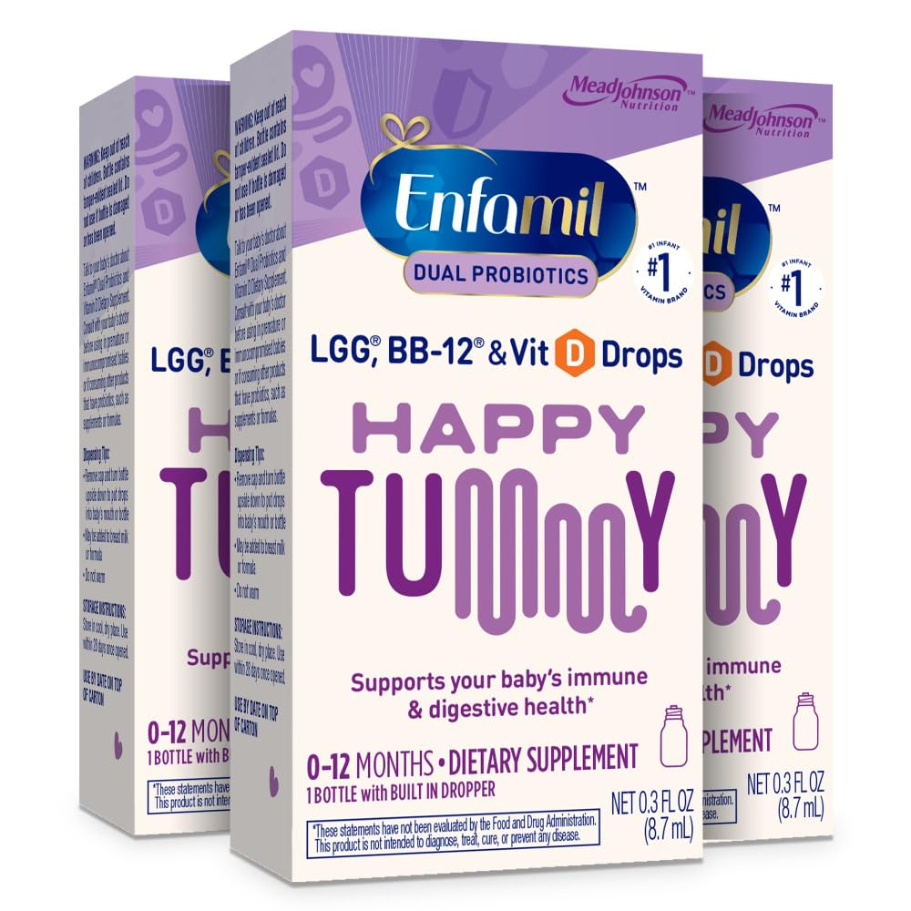 Enfamil Dual Probiotics Vitamin Drops, Supports Baby's Immune & Digestive Health*, 8.7mL Bottle​ (Pack of 3)