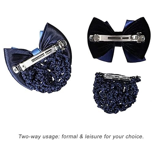 Miniatura 6 de 4 pinzas para el cabello para mujer con cubierta de moño de mariposa, redecilla de malla de encaje con lazo, decoración para el cabello, redecilla