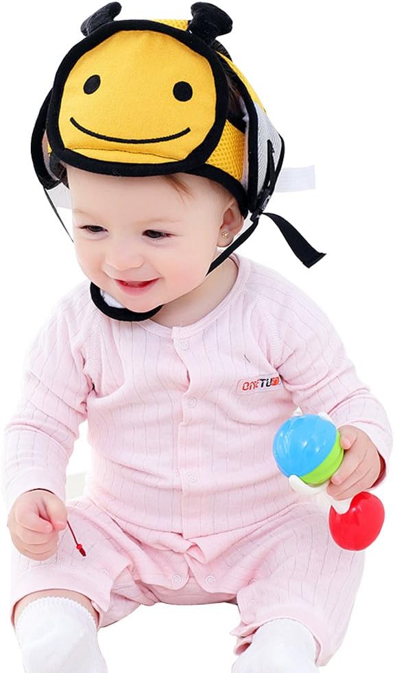Baby Adjustable Safety Helmet Infant Head Protector Breathable Headguard for Toddlers Learn to Walk(Bee)