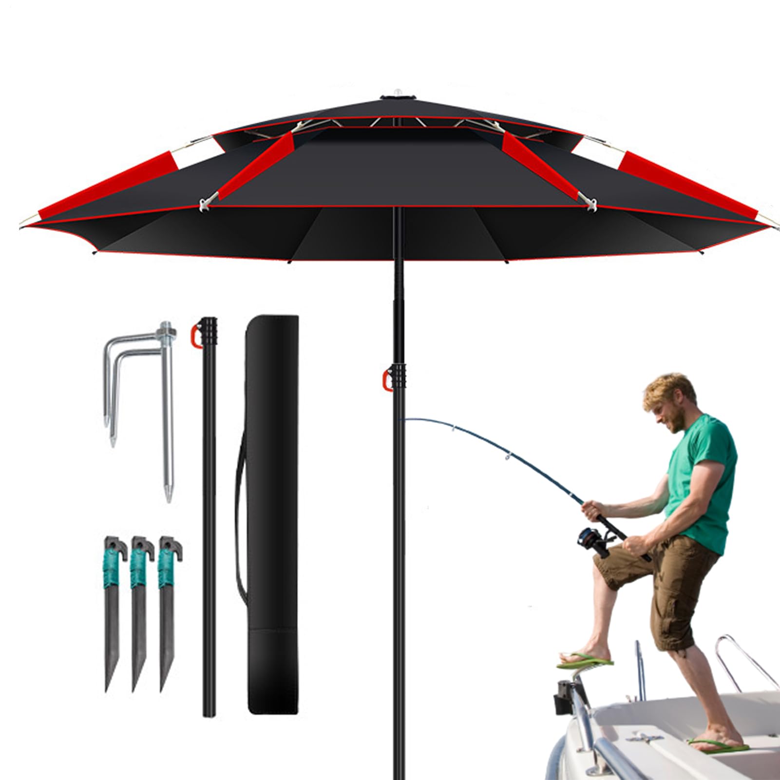 Parasol D'Extérieur Pour Patio Anti-UV Imperméable Bouton-Poussoir