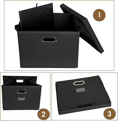 Miniatura 6 de Cajas de almacenamiento de discos de vinilo de 12 pulgadas con tapas y asas, elegante y práctico organizador de discos LP para más de 100 discos