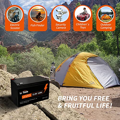 Image of LiTime 12V 12Ah Mini LiFePO4 Battery for Camping Fish Finder Toys LED