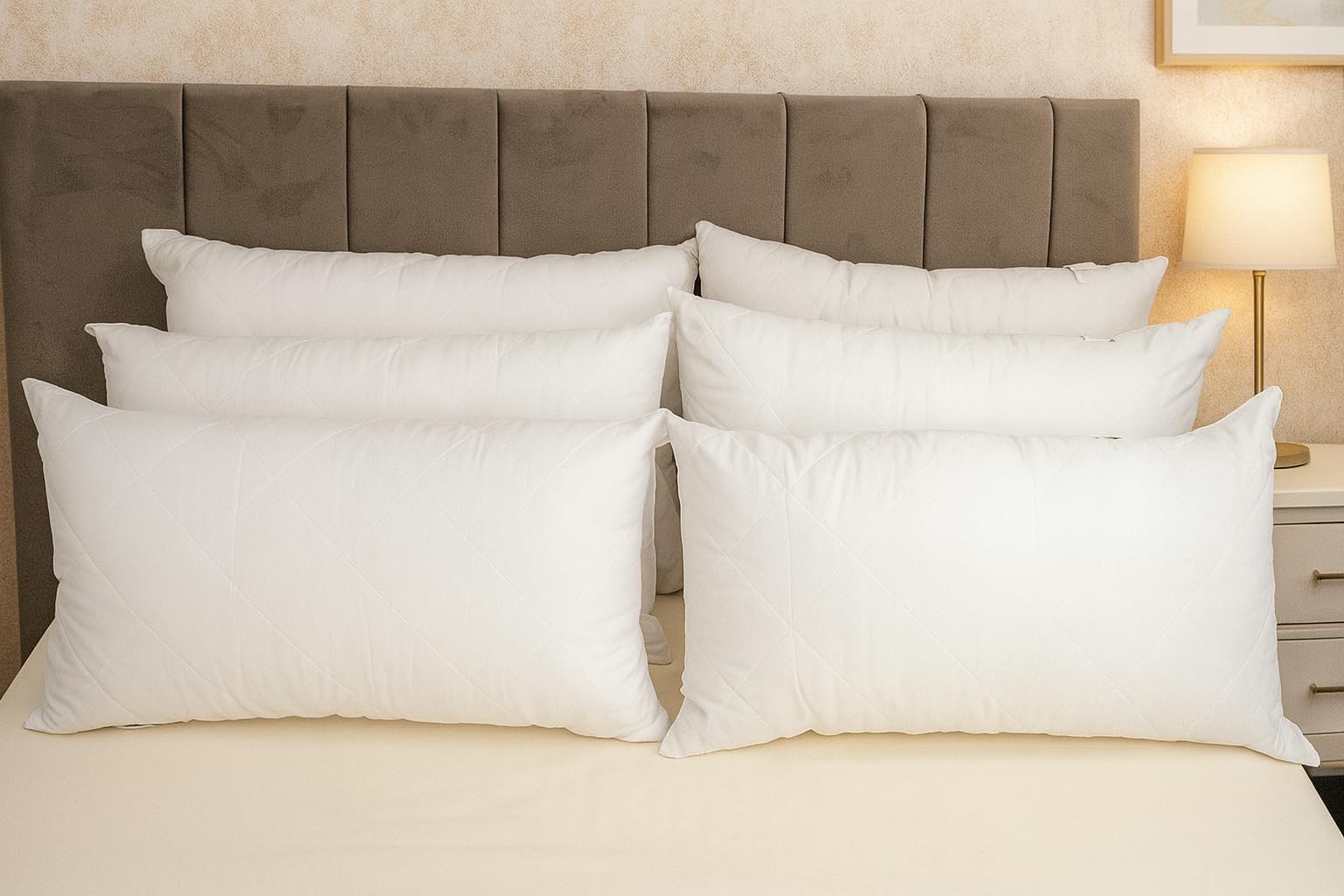 ARLINENS Pack of 8 Pillows Hotel Quality Extra Soft Filling Hollow Fiber Filled Quilted Pillows-Bounce Back Bed Pillows- For Side, Stomach And Back Sleeper Pillow Standard Size 74cm x 48cm