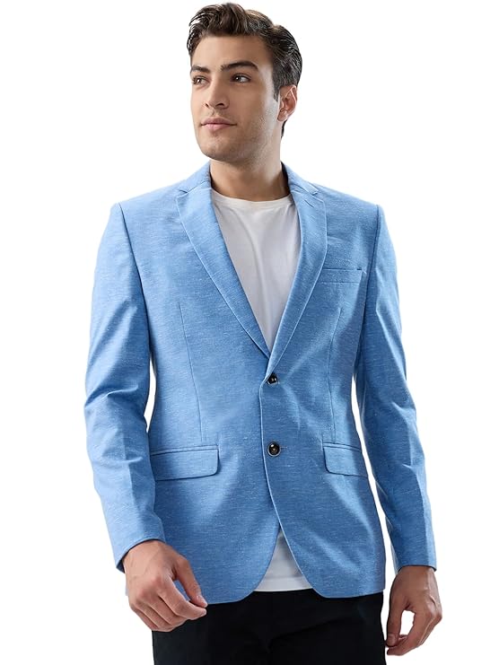 Park Avenue Super Slim Fit Medium Blue Blazer for Men