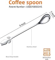 Vista 2 de Juego de 12 Mini Cucharas de Café con Mango de Tulipán/Rosa Plateado - Acero Inoxidable de 6" para Espresso, Té, Postre - Ideal para Demitasse