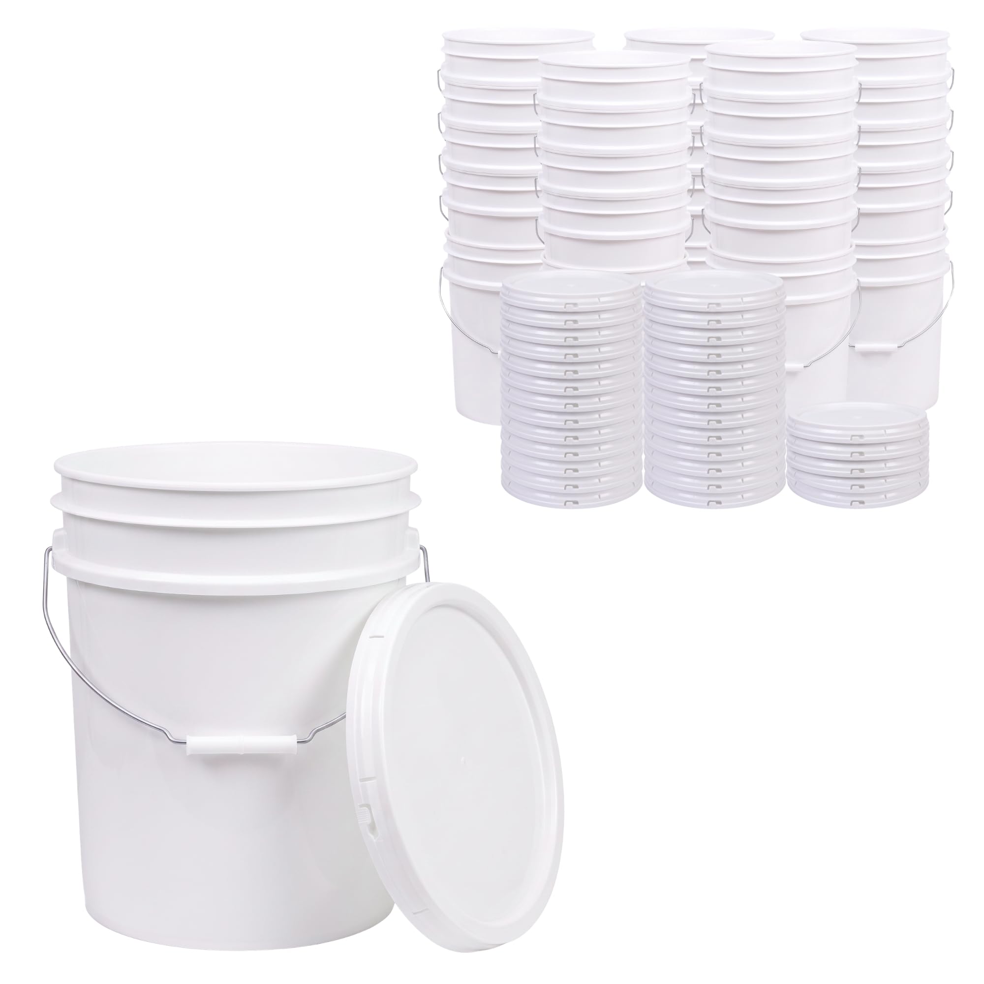 ePackageSupply 5 Gallon Bucket - Food Grade w/Lid BPA-Free,25 Pack - White