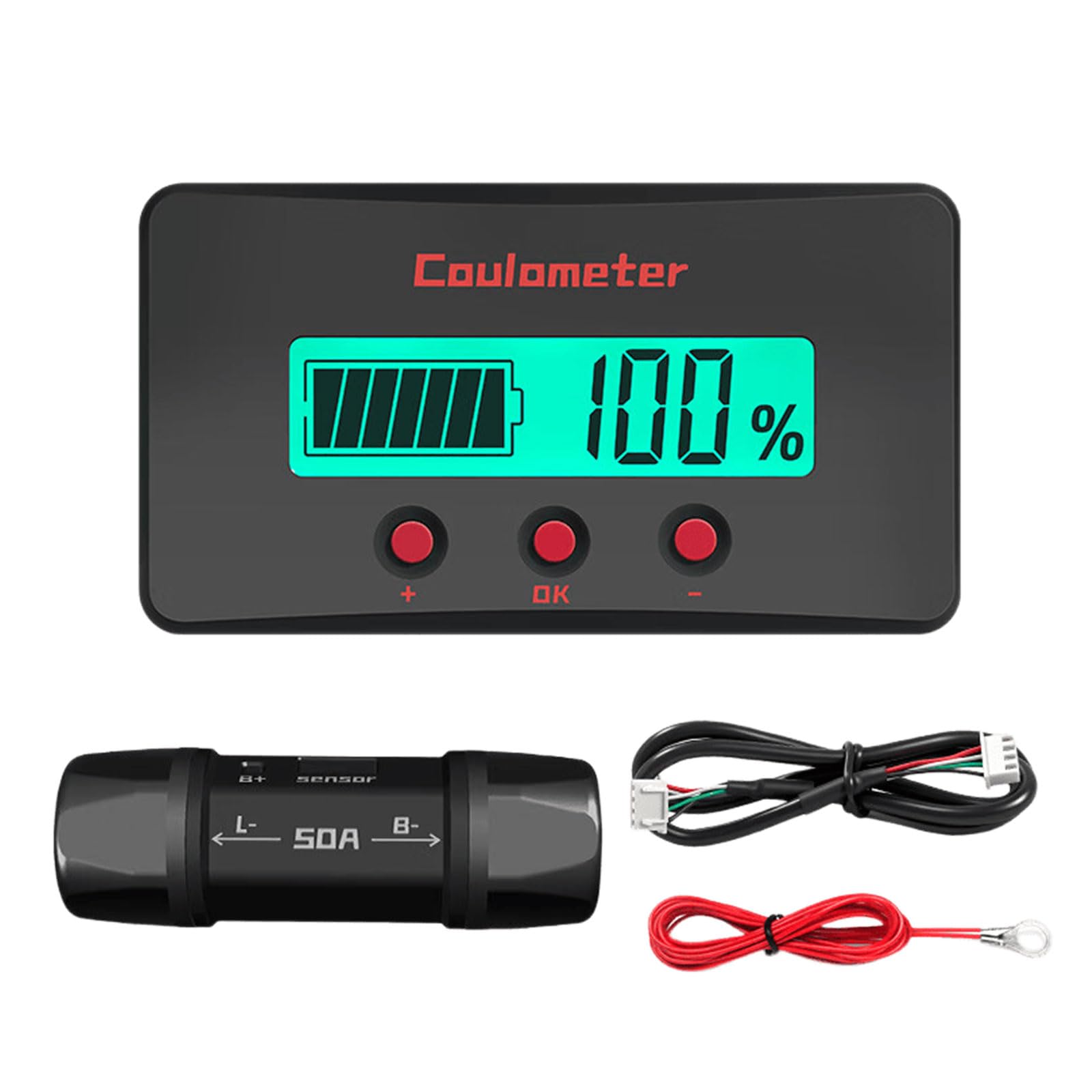 Accuracy Bidirectional Coulomb Meter Current Measurement Tool for 8V to 120V Battery with LCD Display LCD Power Meter