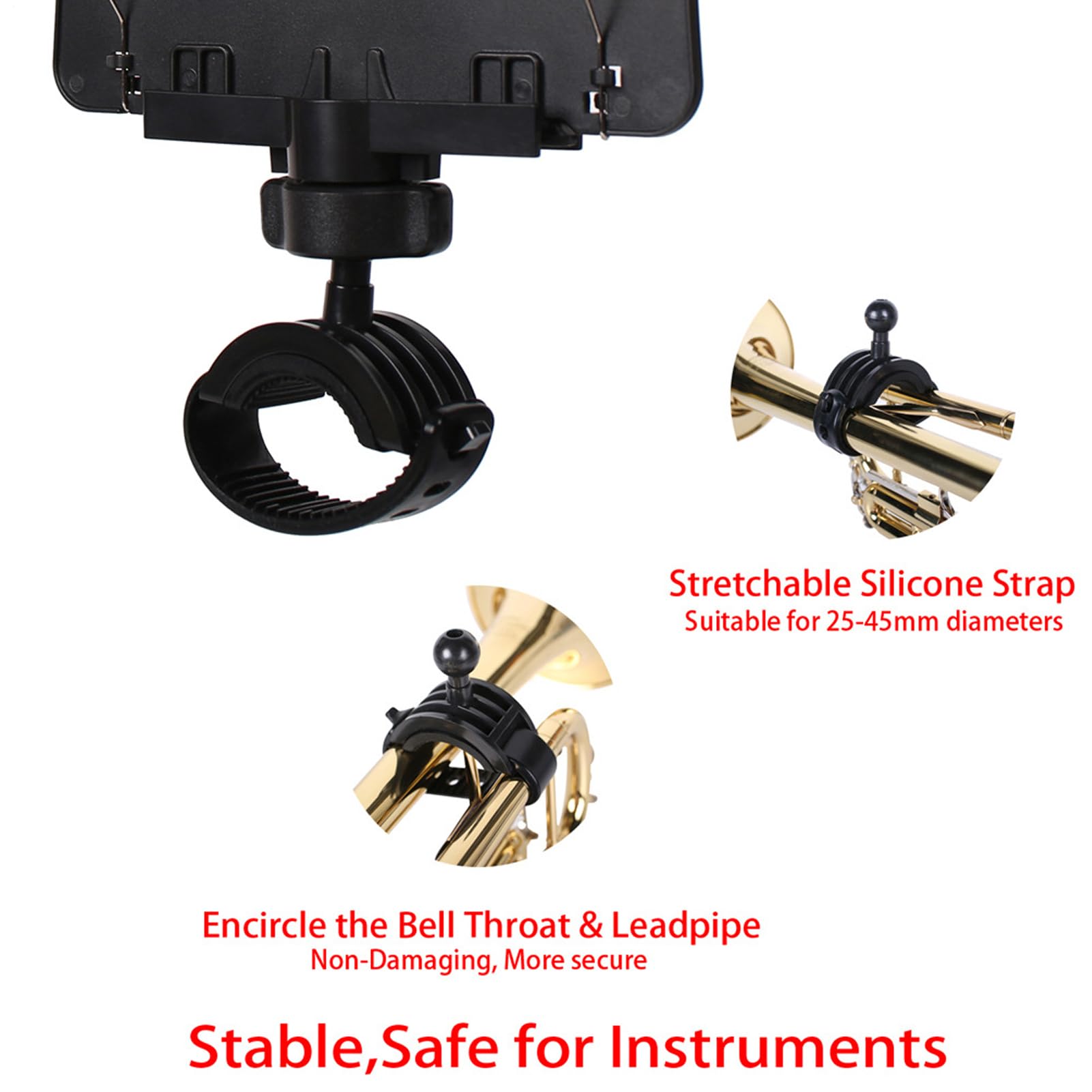 Lira Para Trombón: Fácil Y Ergonómico, Soporte Para Música De Lira De Marcha, Abrazadera Duradera Para Partituras De Instrumentos, Para Trompeta, Escenario, Ensayo, Desfile, Estadio, Práctica, Mú