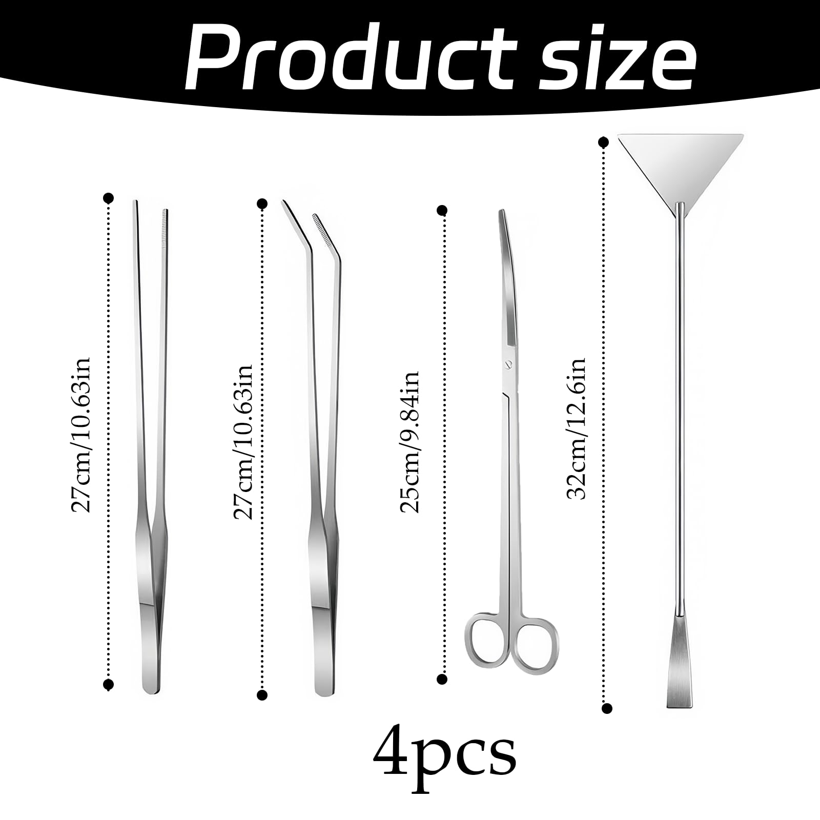 4 Pcs Terrarium Tools, Aquarium Scissors, Long Tweezers Aquariums, Scraper Tool Set - Image 2