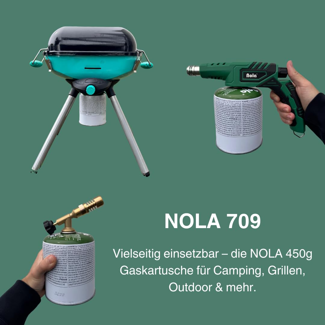 NOLA 450g Gaskartusche mit Schraubventil – Propan-/Butan Gas Kartusche EN417 – Ventilkartusche für Campingkocher, Gaskocher & Gasgrill – Outdoor Campinggas Schraubkartusche (8, Weiß)