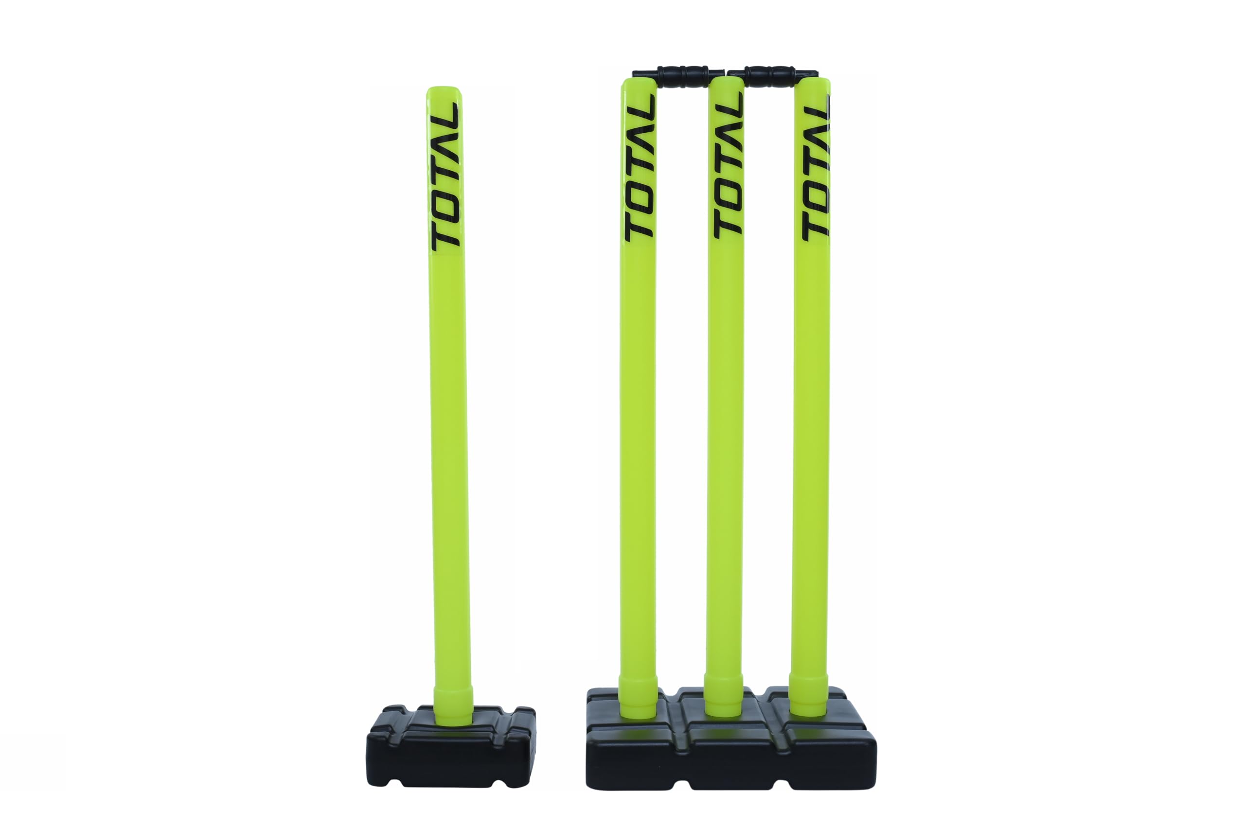 Total 4pcs Heavy Plastic Cricket Wicket Set with Carry Bag | Full Size 30" Stumps with 2 Bails & 2 Base Stands | Durable Cricket Wicket Set for Indoor & Outdoor Practice & Matches | Florosent Green-image-23