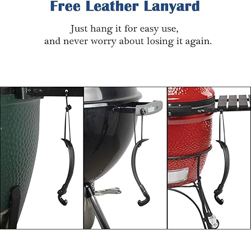 Miniatura 5 de KAMaster Elevador de parrilla de hierro fundido para parrilla Kamado, accesorios de parrilla compatibles con Big Green Egg, juego de ahumador de