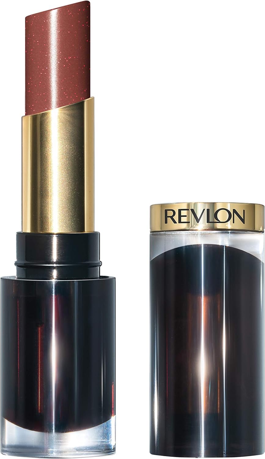 Revlon - Super Lustrous Glass Shine Barra de Labios, Aporta Brillo y Color, con Ácido Hialurónico, Aloe y Cuarzo Rosa, Hidrata, Calma y Suaviza, Textura Cremosa con Color Rum Raisin - 3,7 g