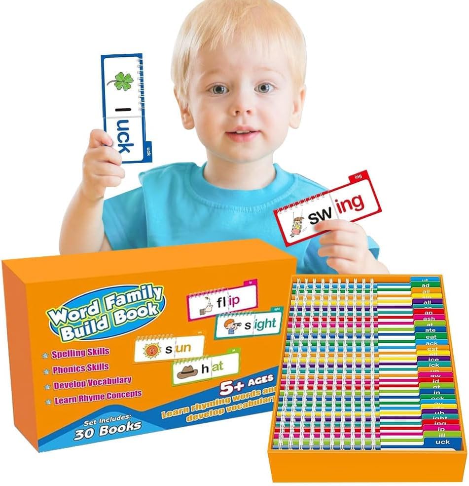 30 Read and Rhyme Flip Books, Update Word Families Flash Cards, Learn to Read Phonics Flash Card ABC Vocabulary Flash Card, Educational Reading Games - Image 5