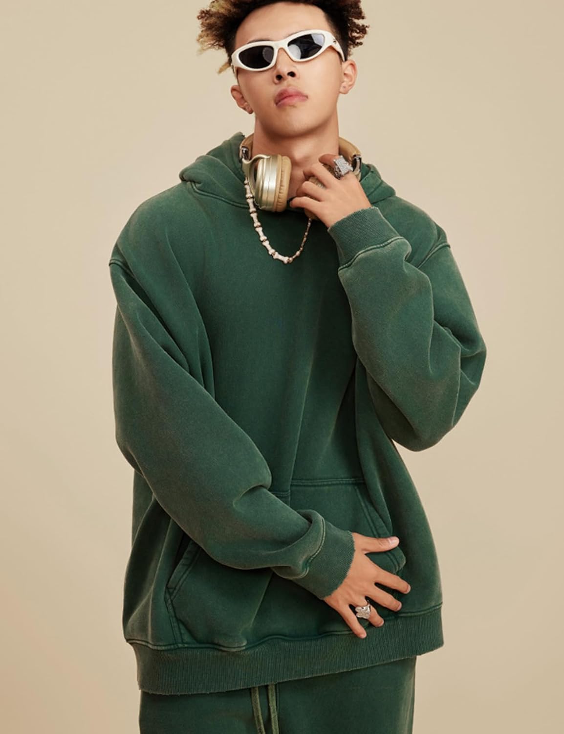 Arssm Mens Oversized Hoodie Acid Wash Pullover Vintage Cotton Heavyweight Sweatshirt Fleece Hoodie Men Streetwear - Image 3