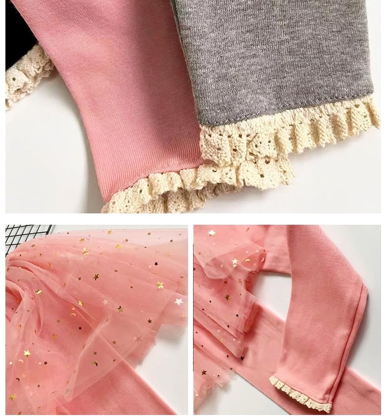 Baby Girls Footless Leggins with Tutu Ruffle Lace Flower Skirt Toddler Cotton Pantskirt for 1-7 Years Old3