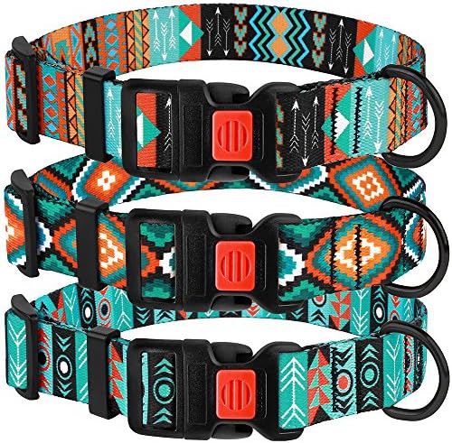 CollarDirect Dog Collar for Small Medium Large Dogs or Puppies, Cute Unique Design with a Quick Release Buckle, Tribal Ethnic Aztec Pattern, Adjustable Soft Nylon (Ethnic, Neck Fit 14"-18")