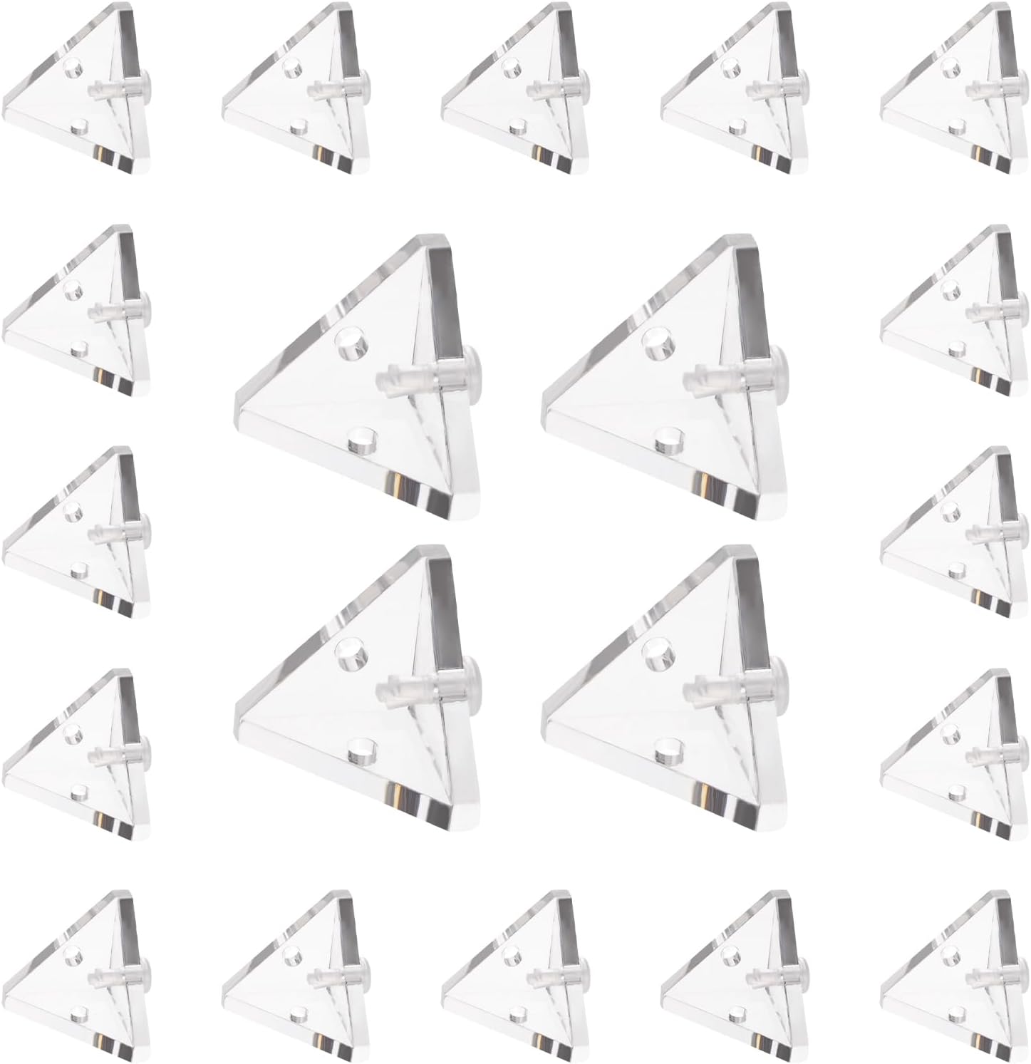 Morobor Acrylic Corner Bracket, 20pcs Clear 3-Hole Right Angle Joint Brace Brackets with Rivets for Reinforcement, Connecting Furniture(21MM*21MM)