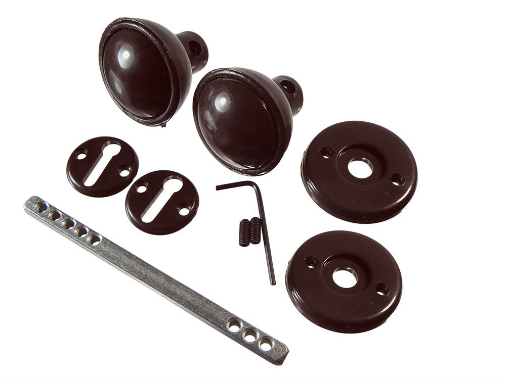 Onestopdiy.com Brown Plastic Mortice Door Knob Set With Spindle & Fixings Pack Of 4 Sets