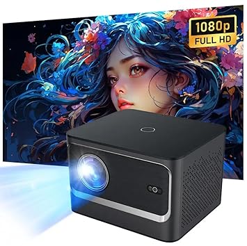 Smart Android Projector, 1080p Full HD, 1600 Lumens, 150-inch Screen, Built-in WiFi, Bluetooth, 5GB Storage, Auto Keystone