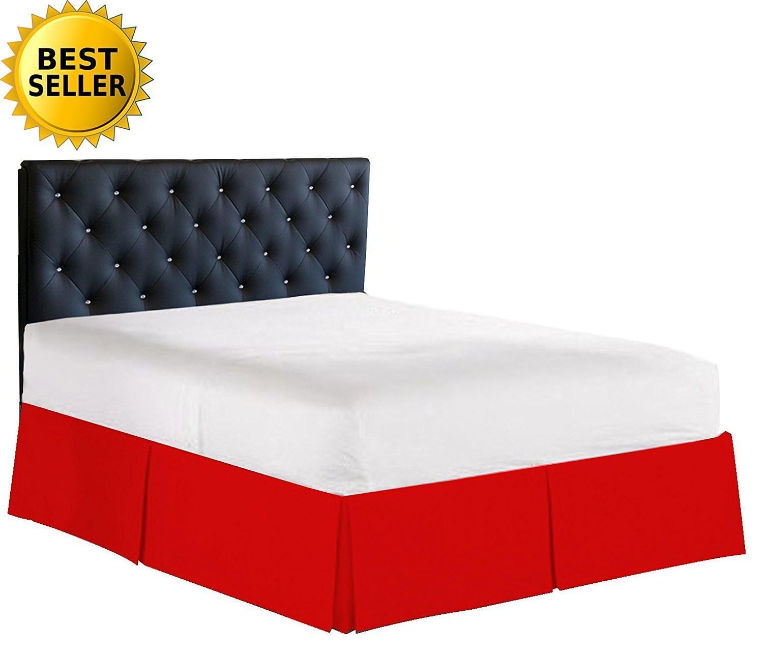 Elegance Linen Luxury 1500 Thread Count Wrinkle & Fade Resistant Egyptian Quality Bed Skirt/Dust Ruffle - Pleated Tailored 14inch Drop, Twin, Red