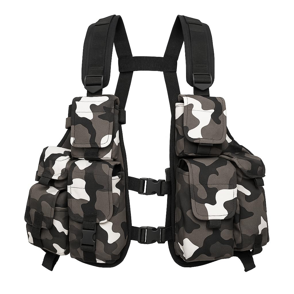 Military Surplus Men's Urban Camo Tactical Load Bearing Vest | Army Combat Webbing Vest For Airsoft, Paintball & Outdoor Training | Adjustable Utility Vest With Multiple Pouches
