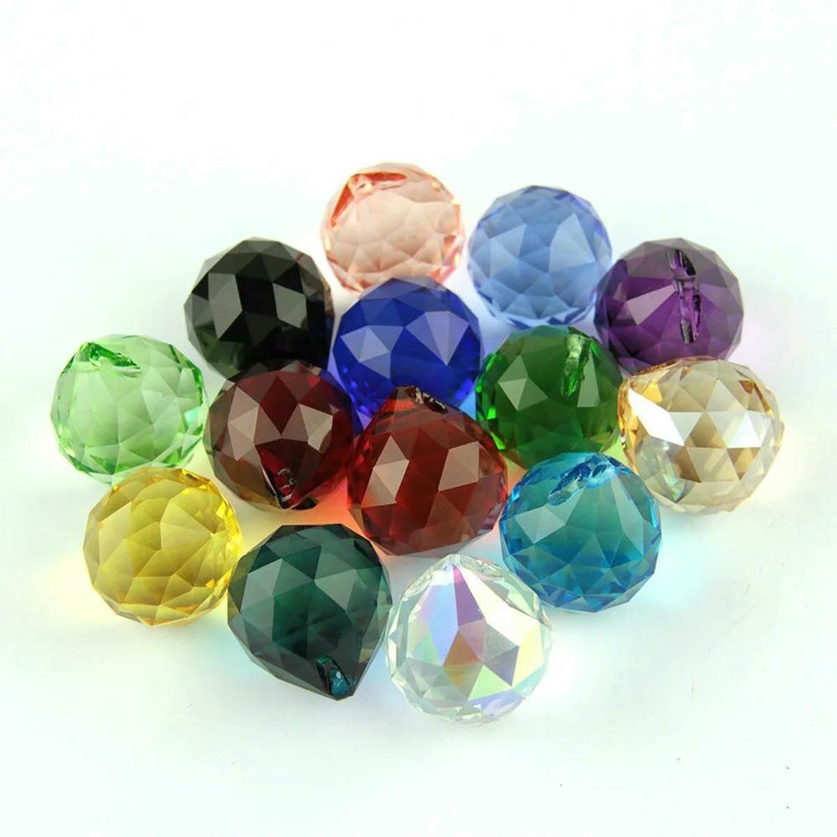 10 sztuk kryształowych fasetowanych pryzmatów kulowych do żyrandoli, kolorowy łapacz słońca, feng shui, kryształowa kula 20 mm 30 mm 40 mm czerwony (fioletowy, 30 mm 10 sztuk)