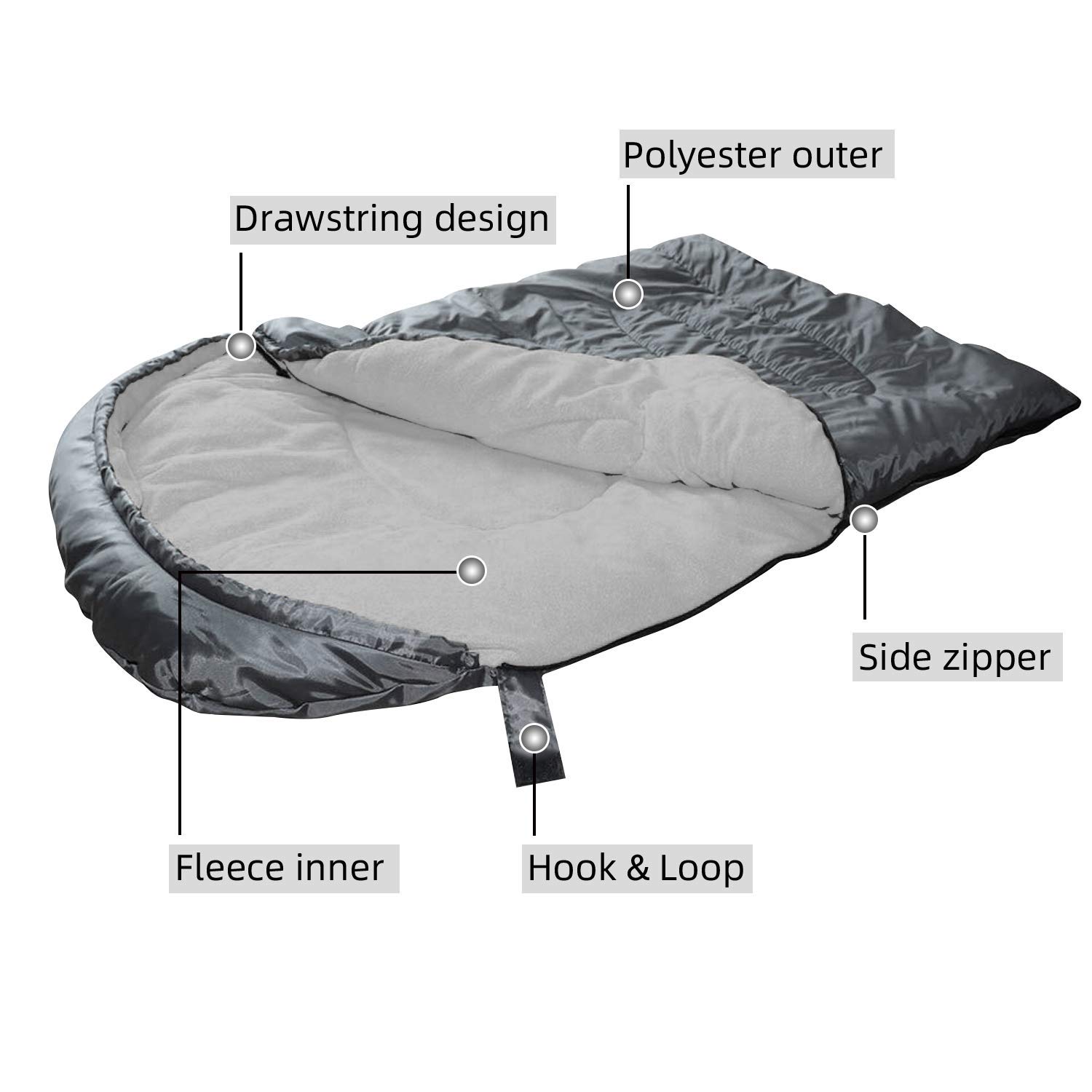 Saco de dormir para perro, impermeable, cálido, plegable, con bolsa de almacenamiento para interiores y exteriores, viajes, camping, senderismo, mochila (43 pulgadas de largo x 27 pulgadas)