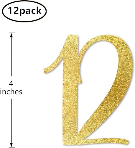 Miniatura 2 de 12 números recortados con purpurina dorada, decoración de aniversario para fiesta de cumpleaños número 12, artículos esenciales para bricolaje